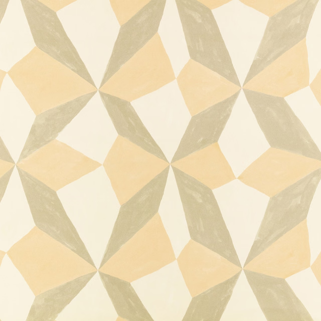 Muted pistachio geometric stars with cream and pale peach angular sections