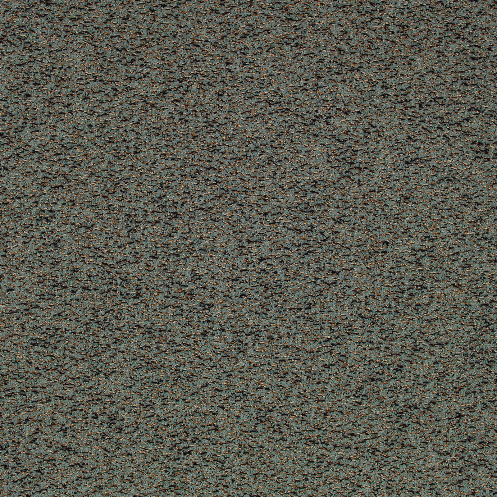 Close-up of muted cedar-green woven fabric with brown and charcoal flecks
