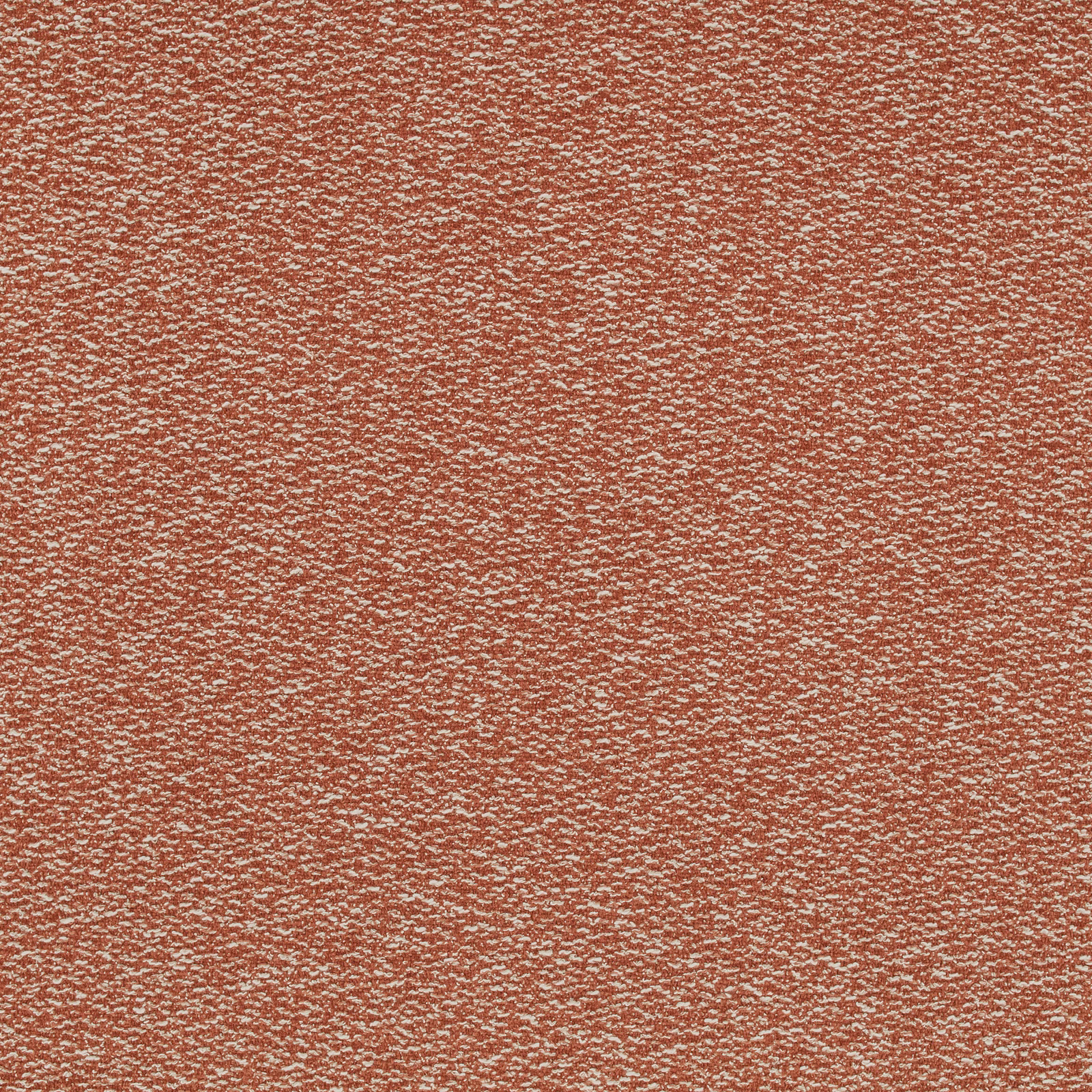 Close-up of cinnamon terracotta fabric with fine cream flecks and nubby woven texture