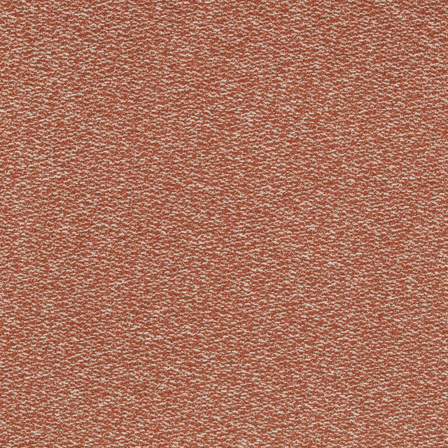 Close-up of cinnamon terracotta fabric with fine cream flecks and nubby woven texture