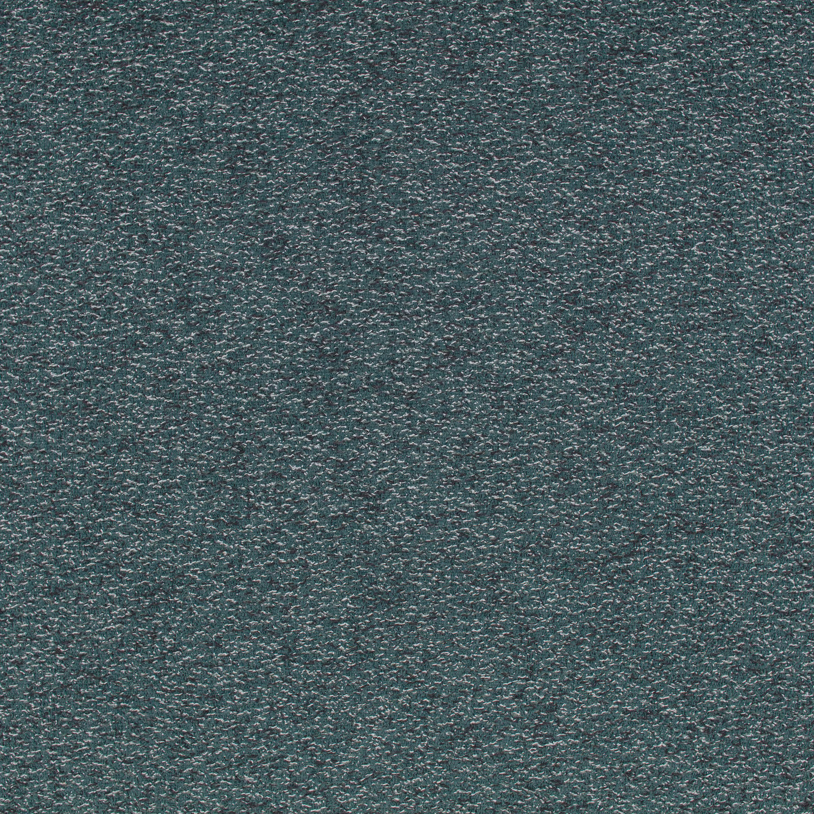 Deep blue-teal woven upholstery with fine grey flecks and a softly nubby texture