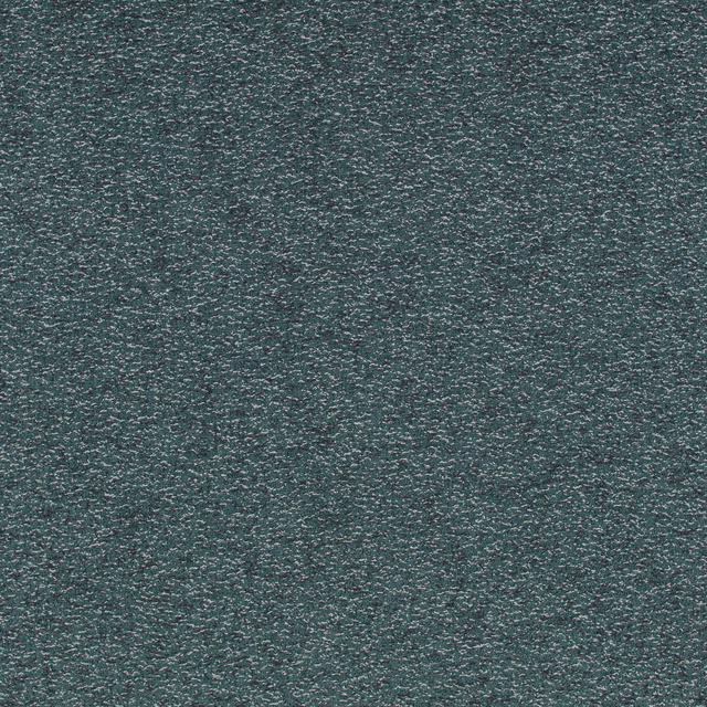 Deep blue-teal woven upholstery with fine grey flecks and a softly nubby texture