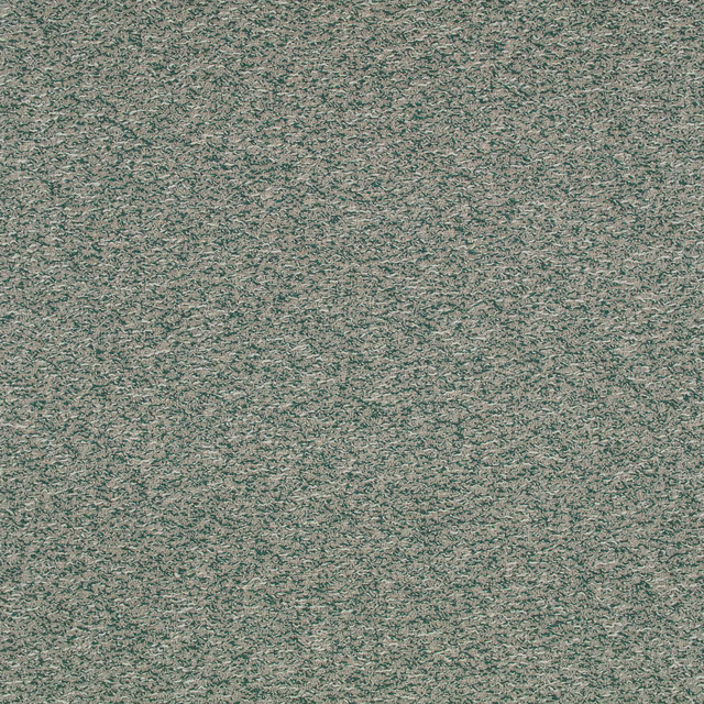 Close-up of mallard green textile with dense beige-grey flecks and fine irregular texture