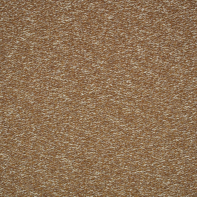 Warm ochre-brown textile with cream-flecked, tightly textured woven surface