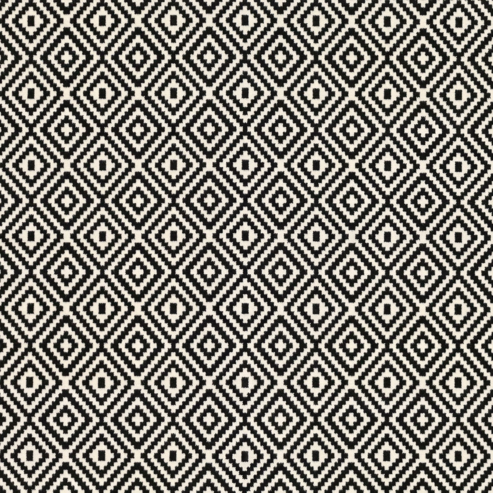 Black and ivory woven geometric diamonds with a softly ridged surface