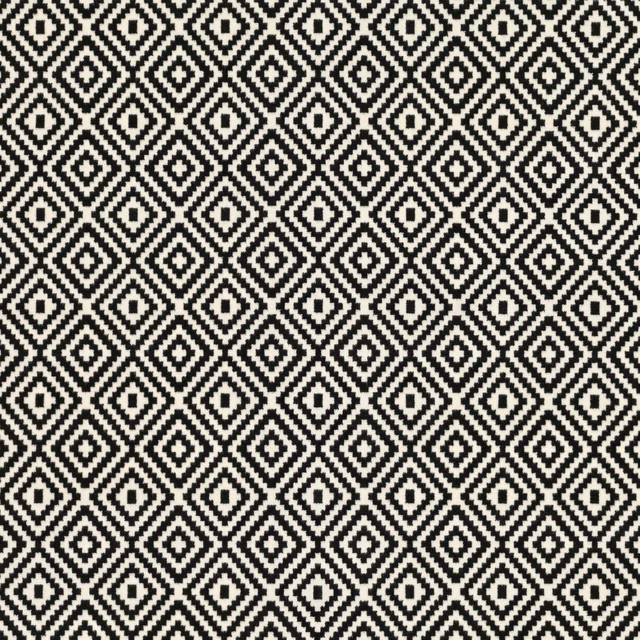 Black and ivory woven geometric diamonds with a softly ridged surface
