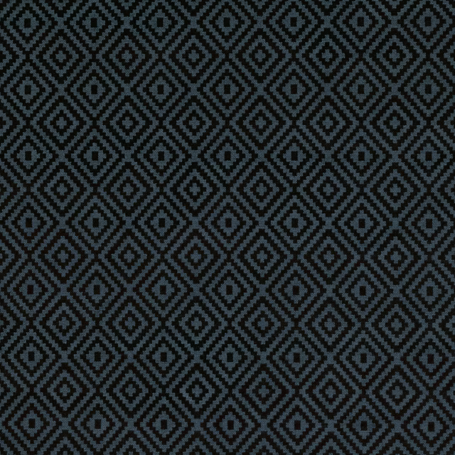 Deep petrol-teal woven swatch with small black stepped diamond motifs