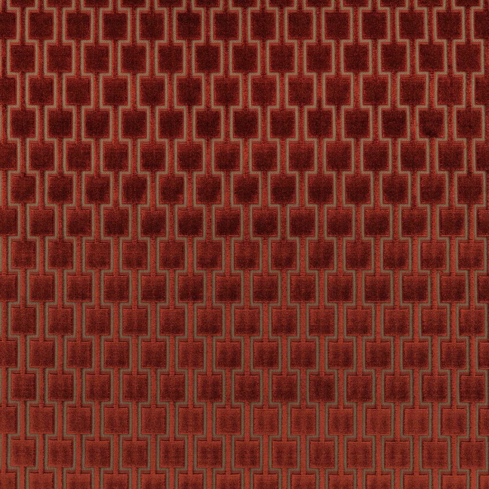 Deep burgundy textile with interlocking muted-gold geometric outlines and a mottled woven texture