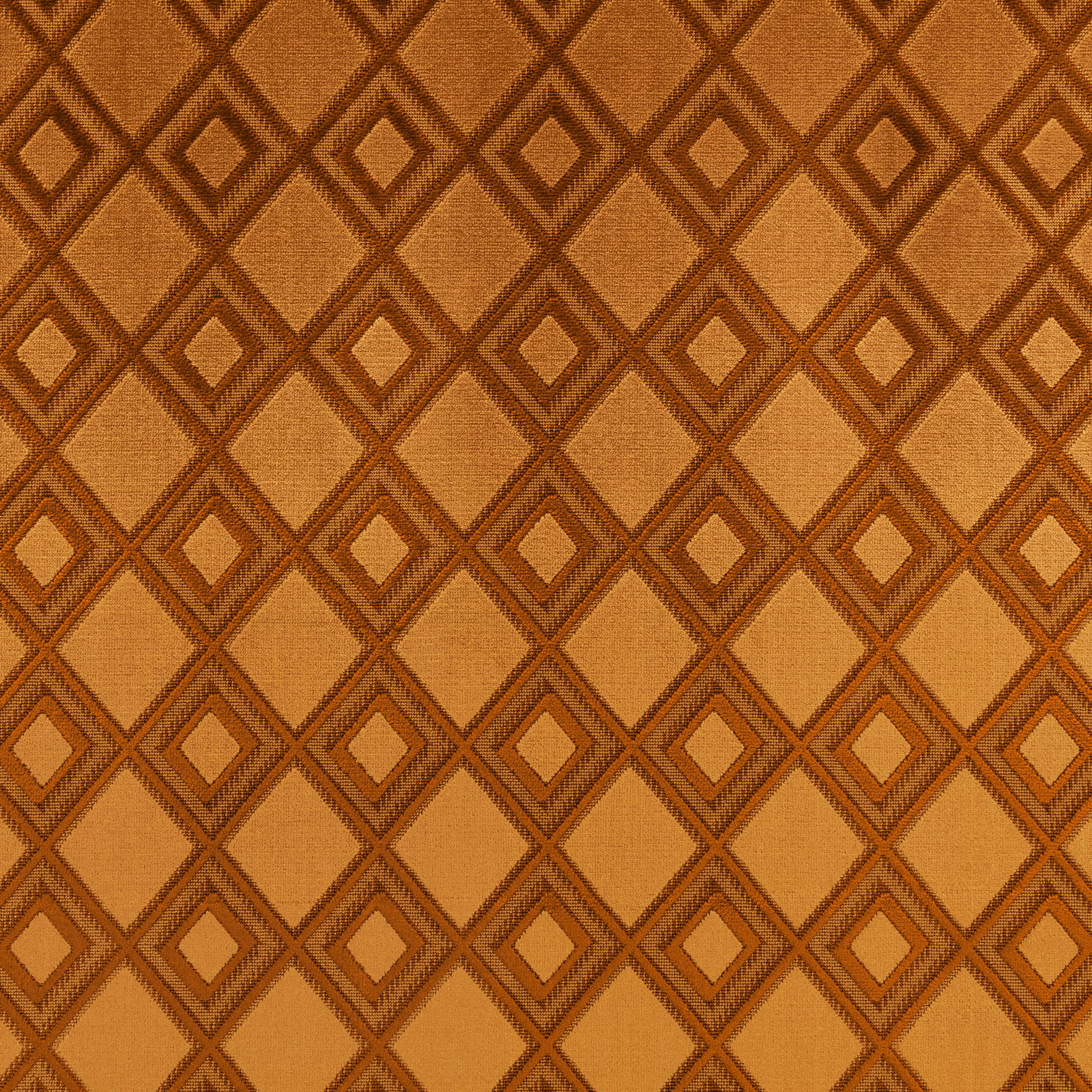 Warm pecan-brown woven fabric with nested diamond lattice and subtle linear texture