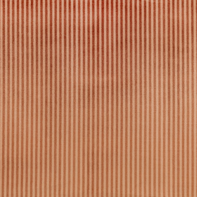 Dusty pink woven ground with closely spaced vertical rust and blush stripes