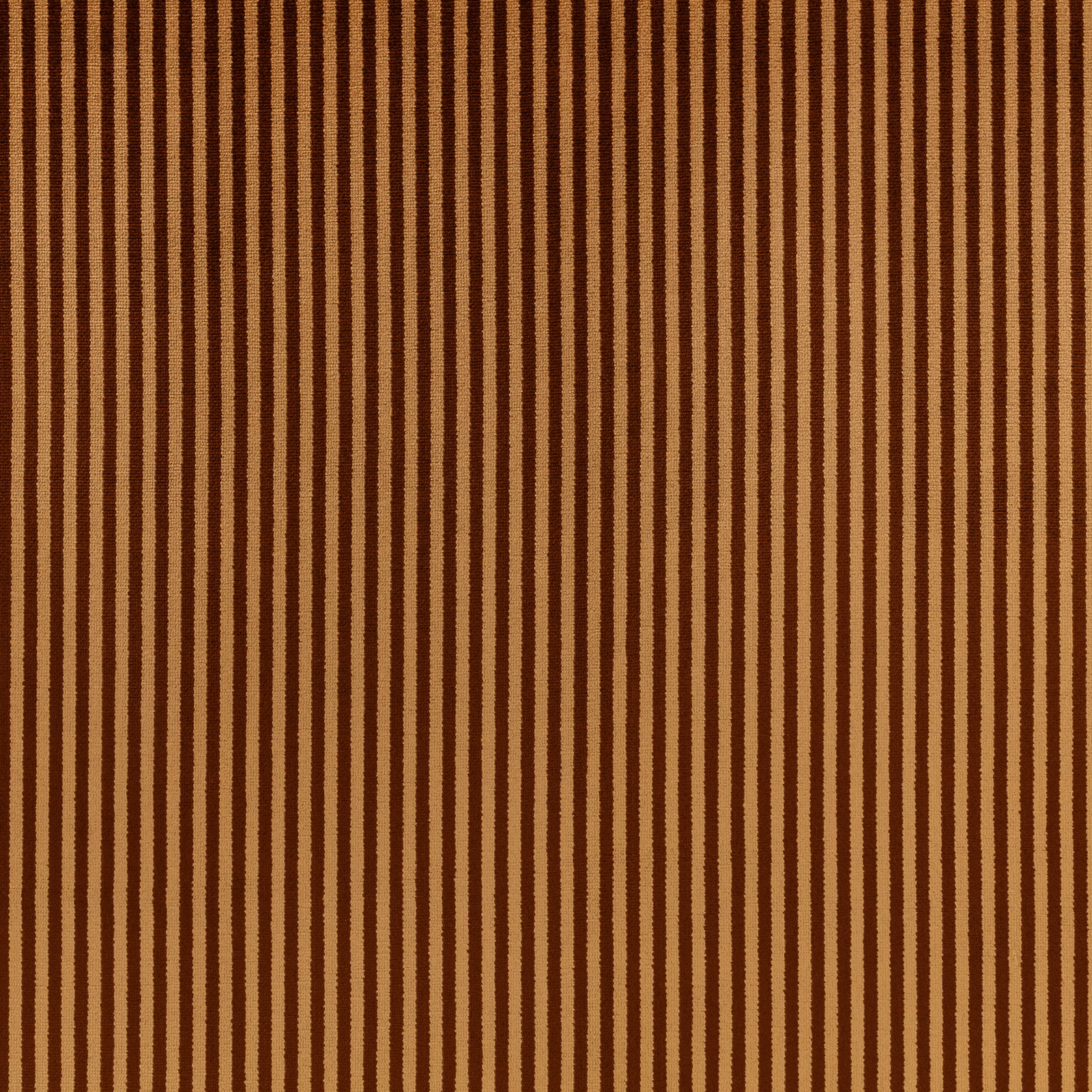 Warm ganache-brown and caramel vertical stripes in a close textured weave