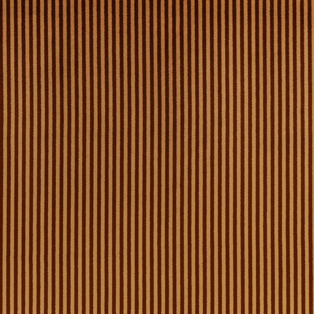Warm ganache-brown and caramel vertical stripes in a close textured weave