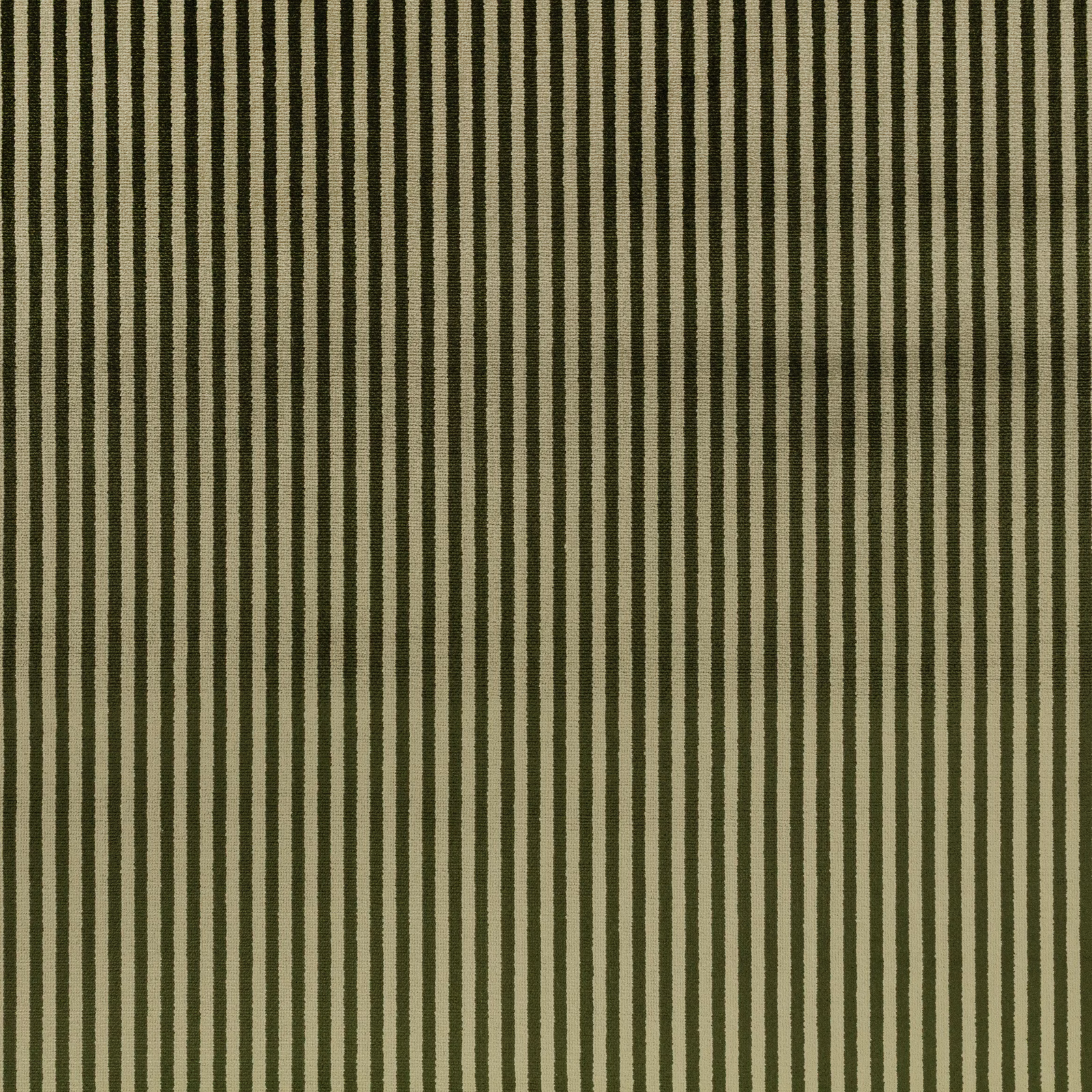 Textured pine green and olive fabric with narrow irregular vertical stripes