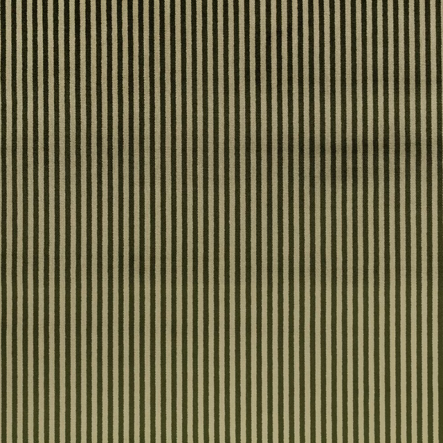 Textured pine green and olive fabric with narrow irregular vertical stripes