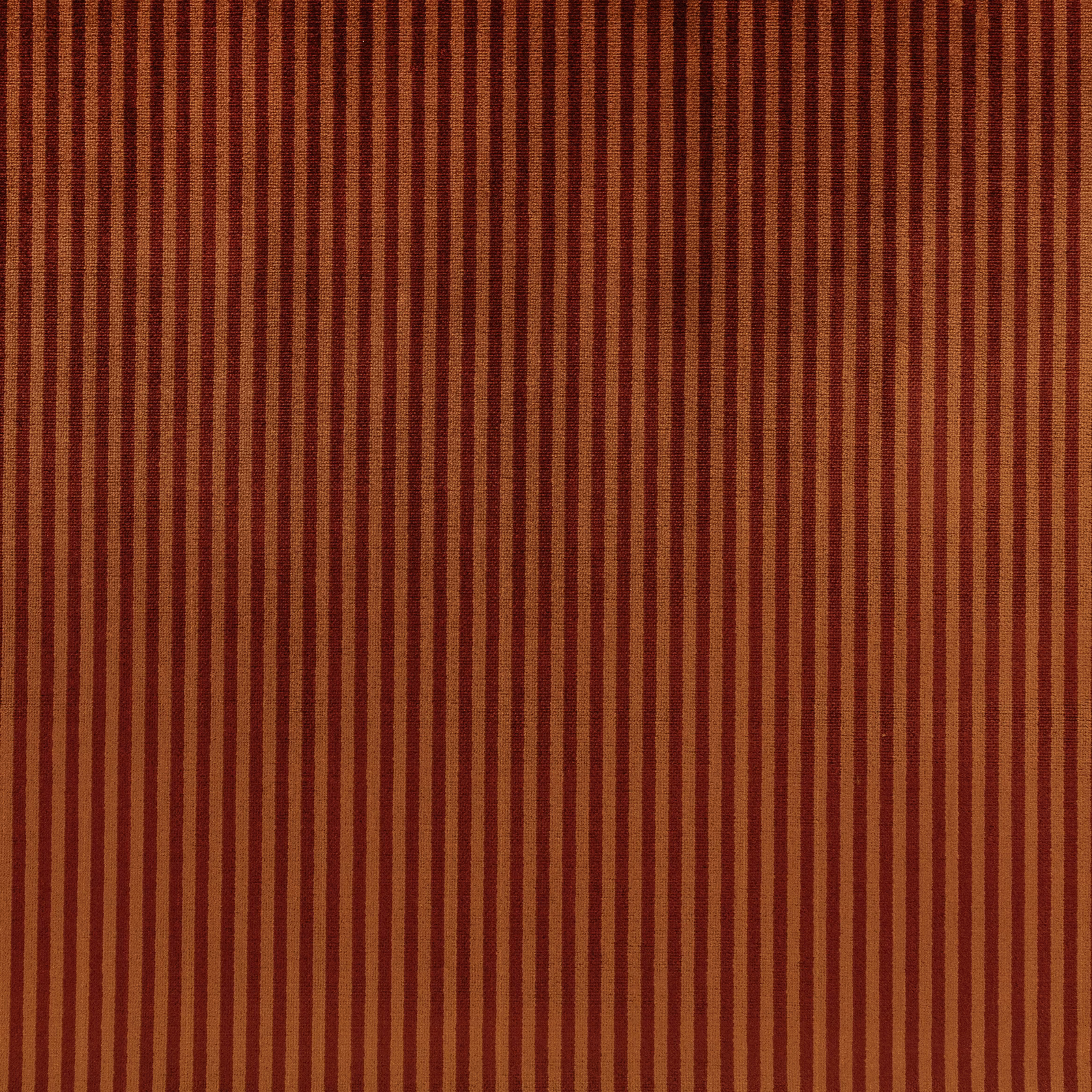 Oxblood fabric with narrow rust-red vertical stripes and a softly woven matte texture