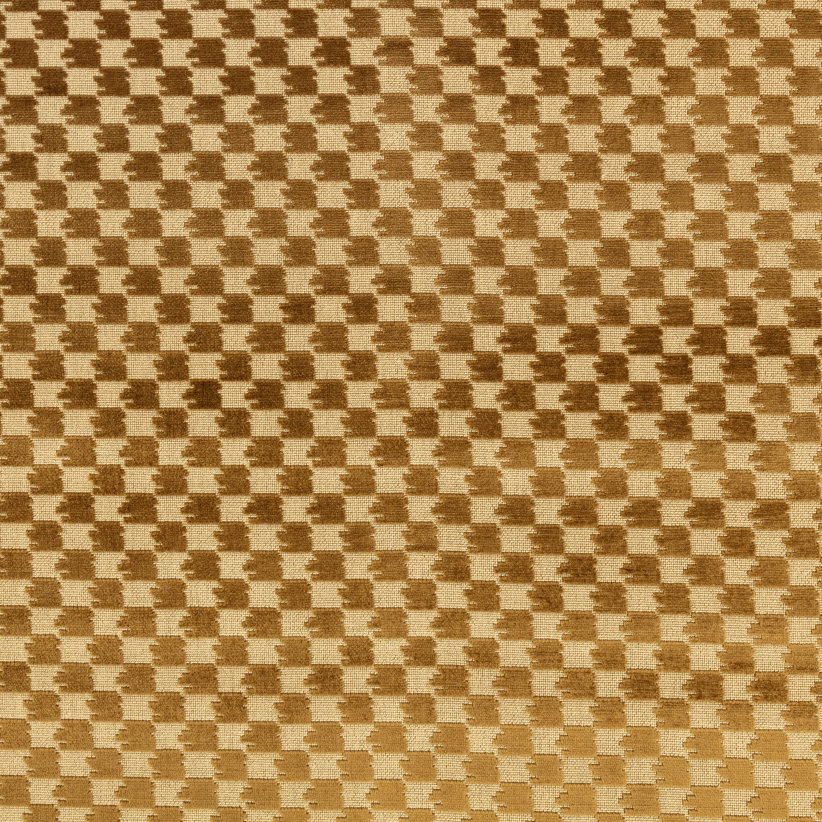 Warm camel and cream woven fabric with a small irregular geometric check