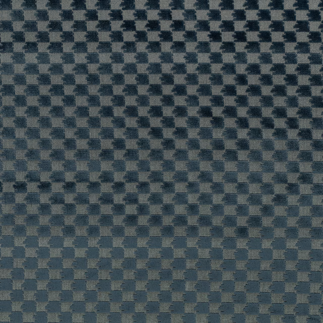 Close-up of dark petrol teal fabric with a small, softly pixelated woven checker pattern.