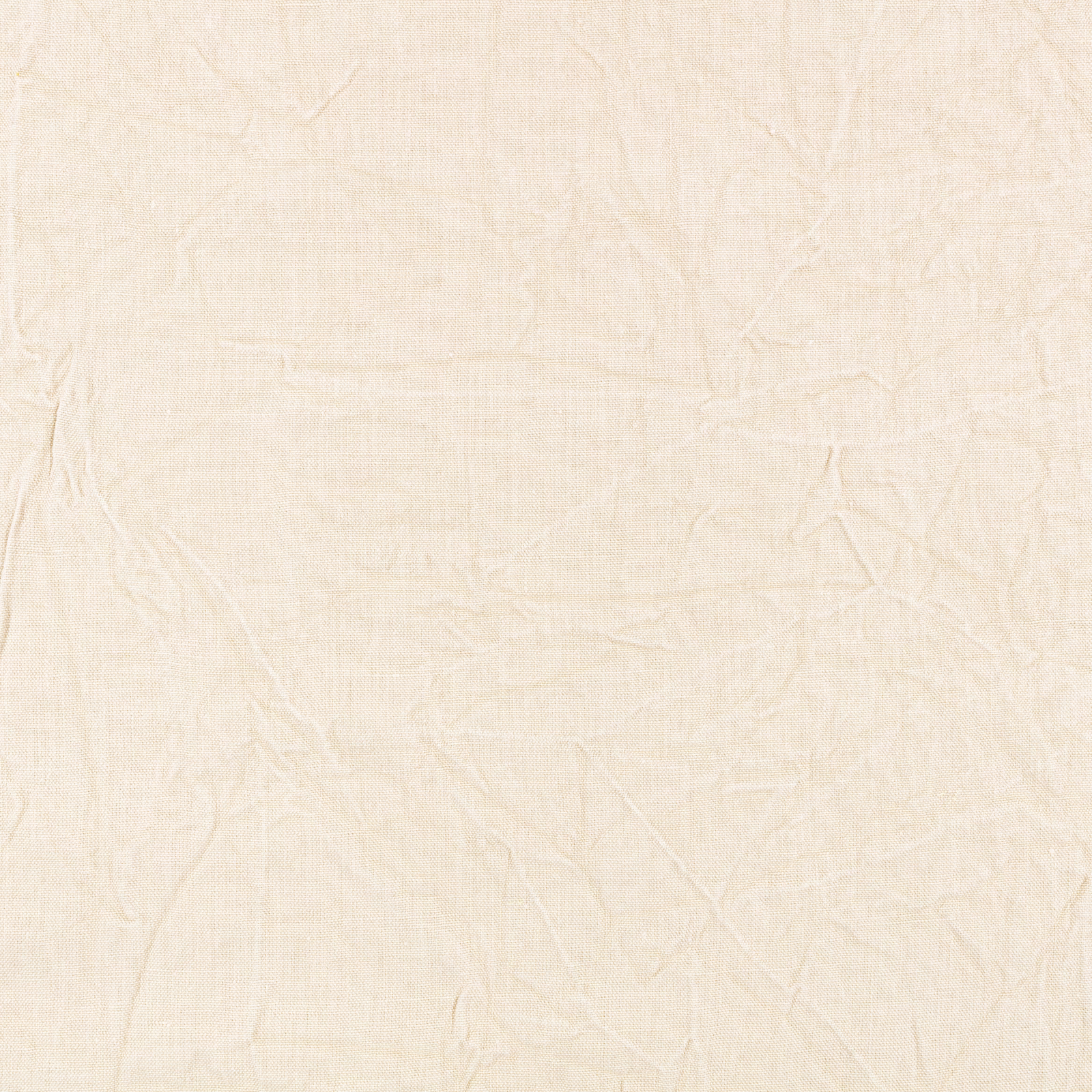 Pale cream plain textile with fine weave and irregular crinkled creases