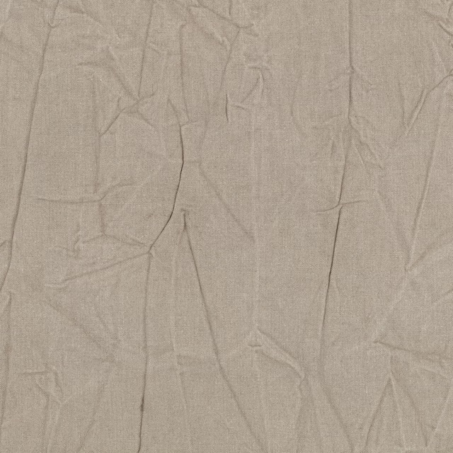 Warm taupe-beige woven fabric with irregular creased lines and subtle tonal texture