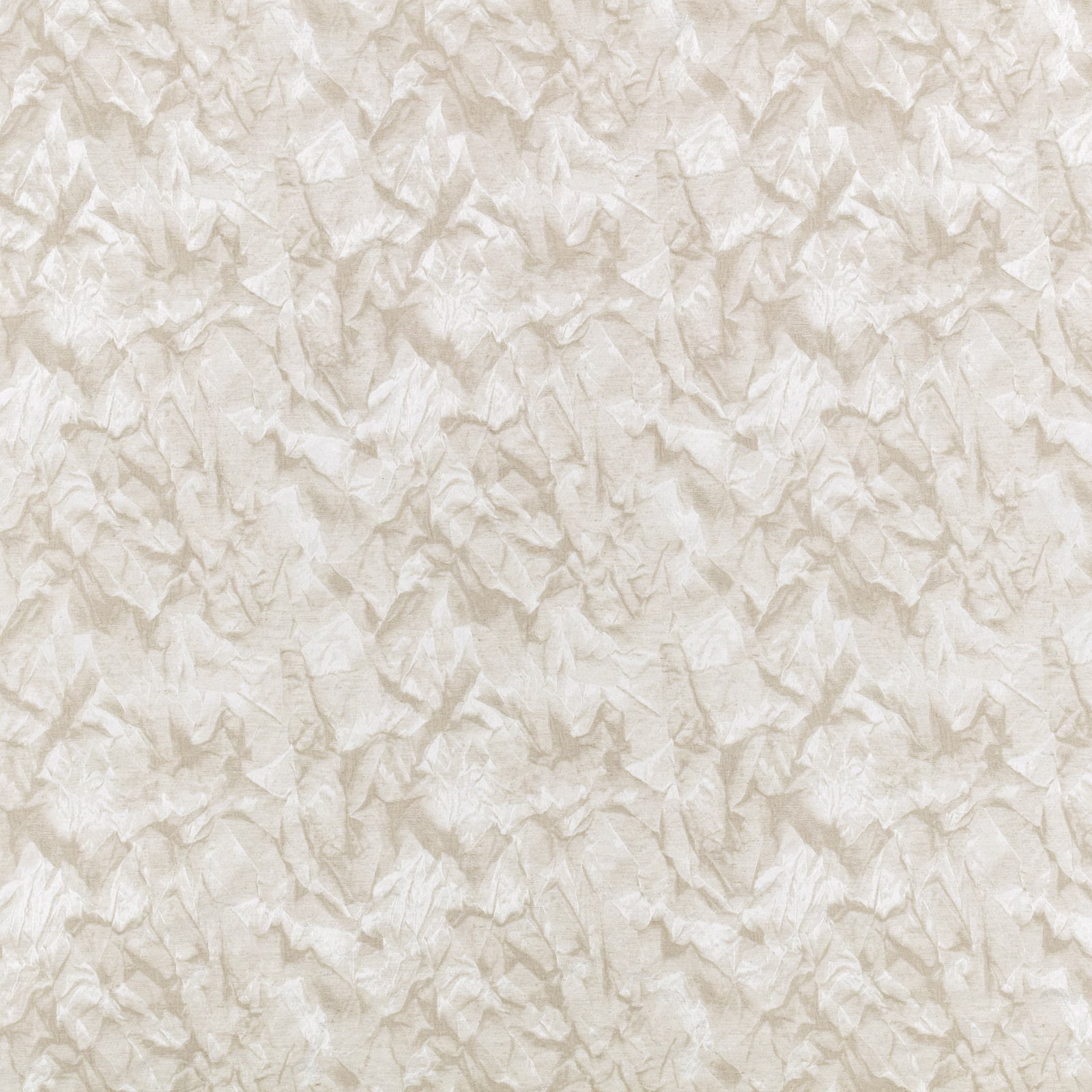 Warm oyster cream fabric with a dense crumpled abstract tonal texture
