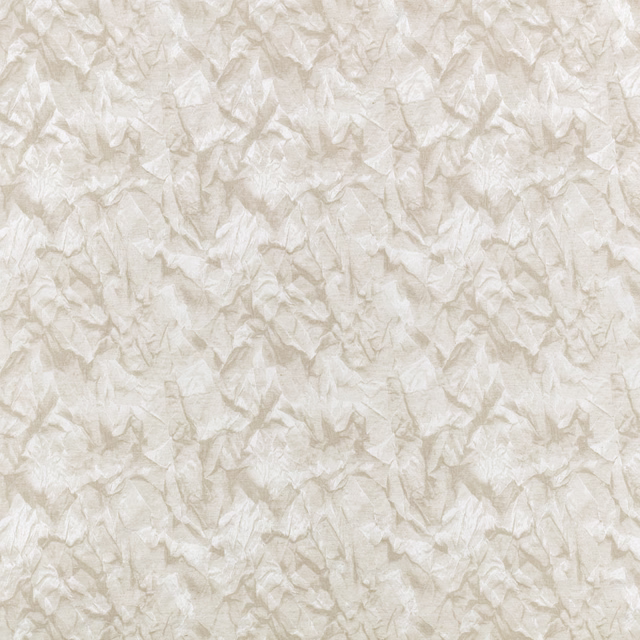 Warm oyster cream fabric with a dense crumpled abstract tonal texture
