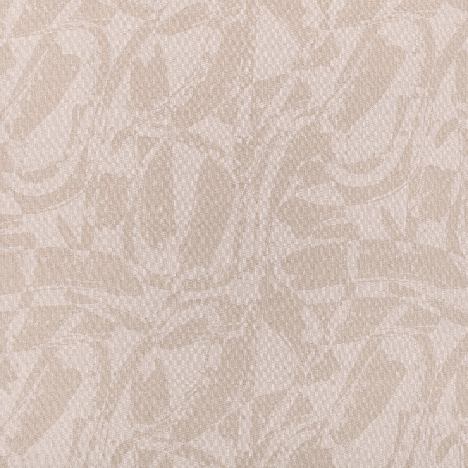 Rope-beige textile with broad tonal taupe brushstrokes and a softly woven surface