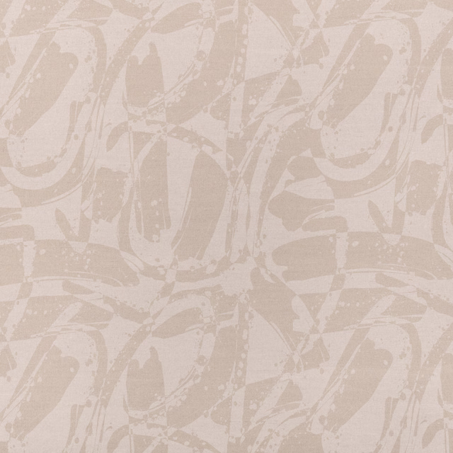 Rope-beige textile with broad tonal taupe brushstrokes and a softly woven surface