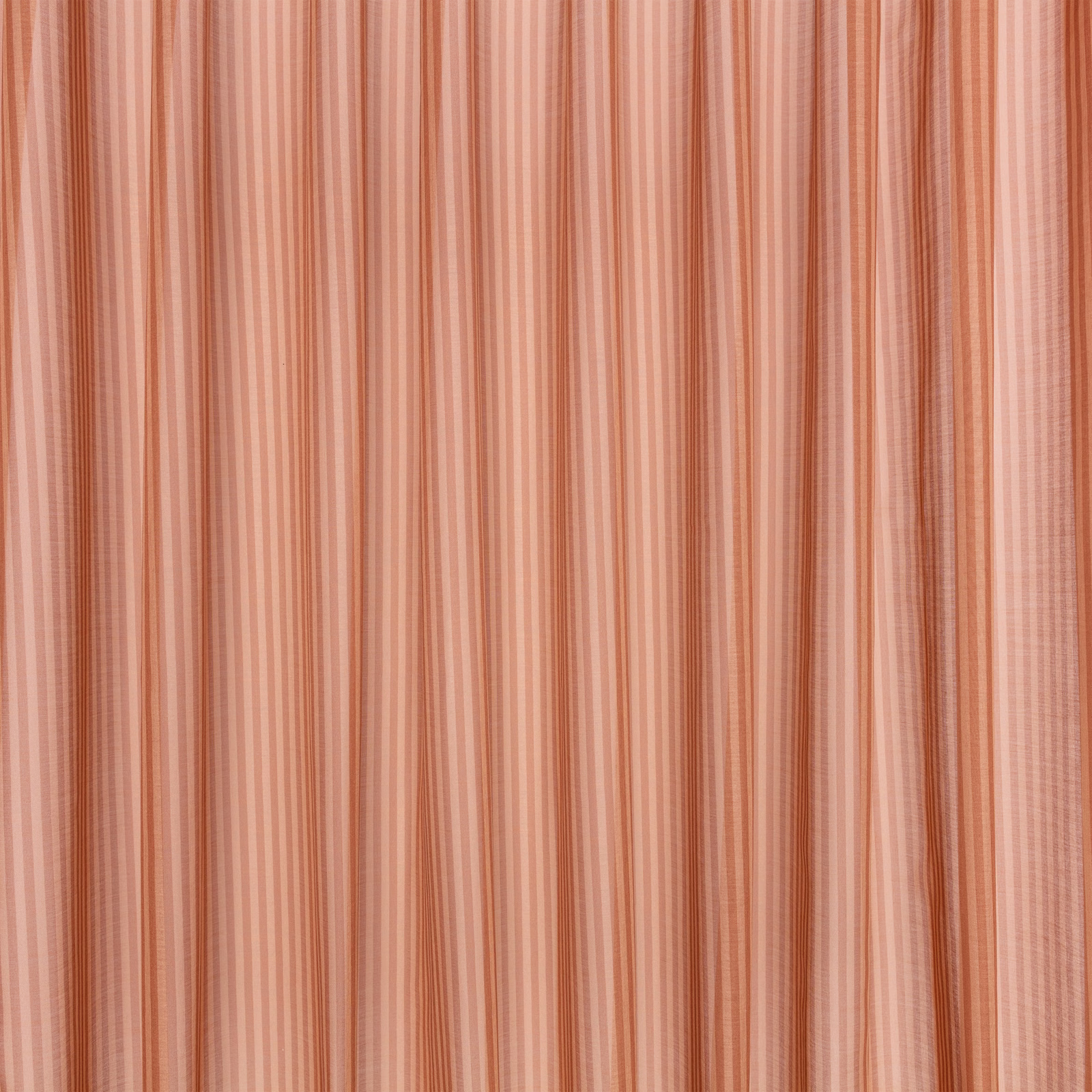 Dusty pink textile with fine vertical peach and coral stripes