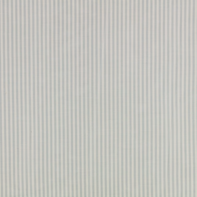 Pale quarry-grey and ivory fabric with fine vertical stripes and subtle woven texture