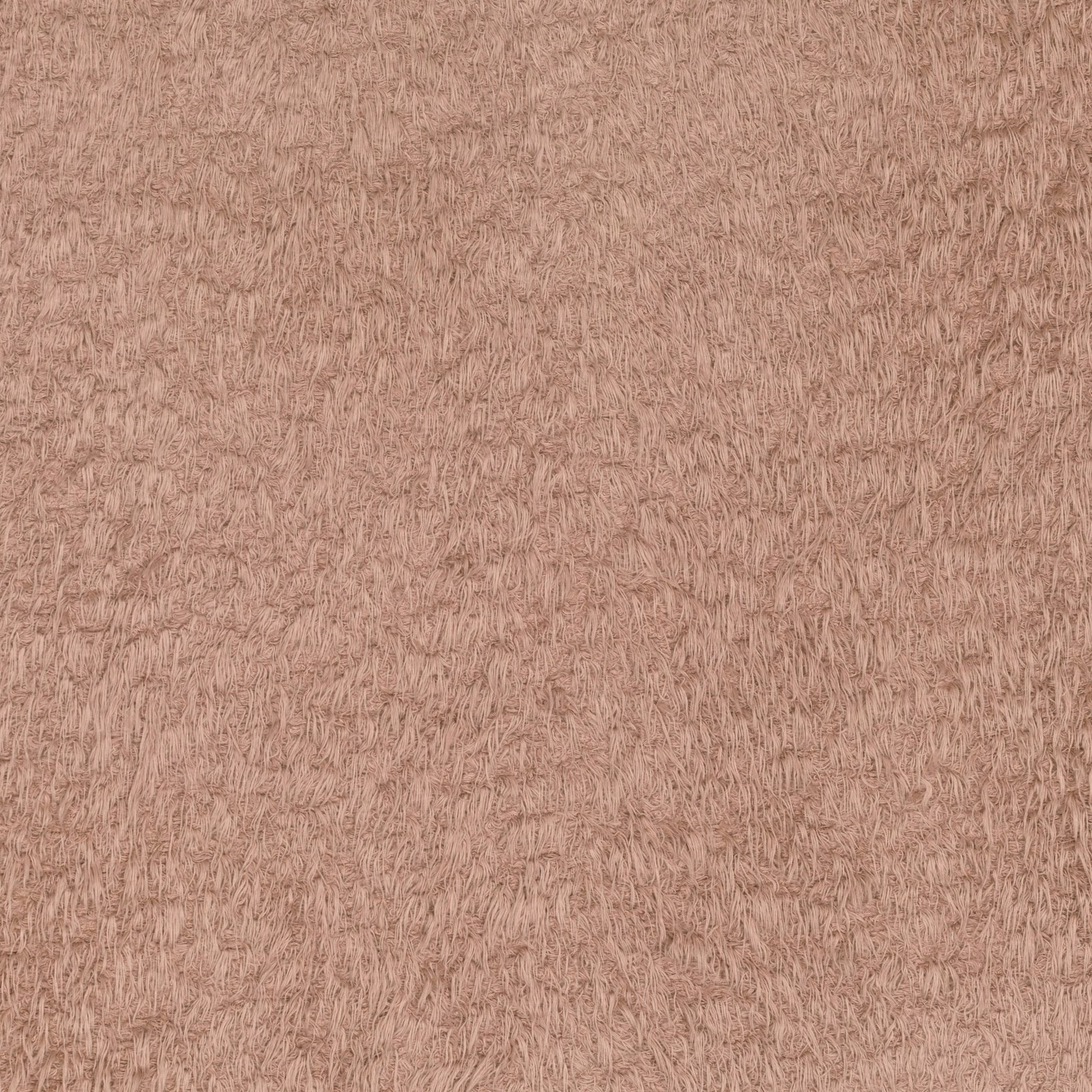 Dusty blush-pink fabric with dense shaggy fibres and softly varied surface texture