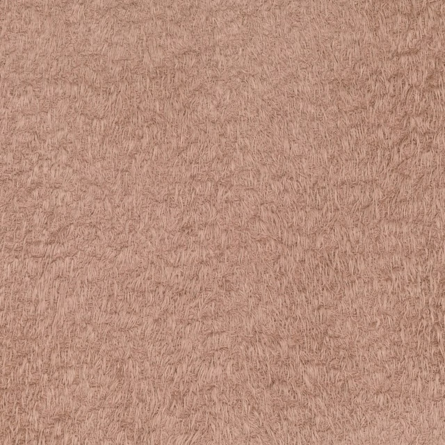 Dusty blush-pink fabric with dense shaggy fibres and softly varied surface texture