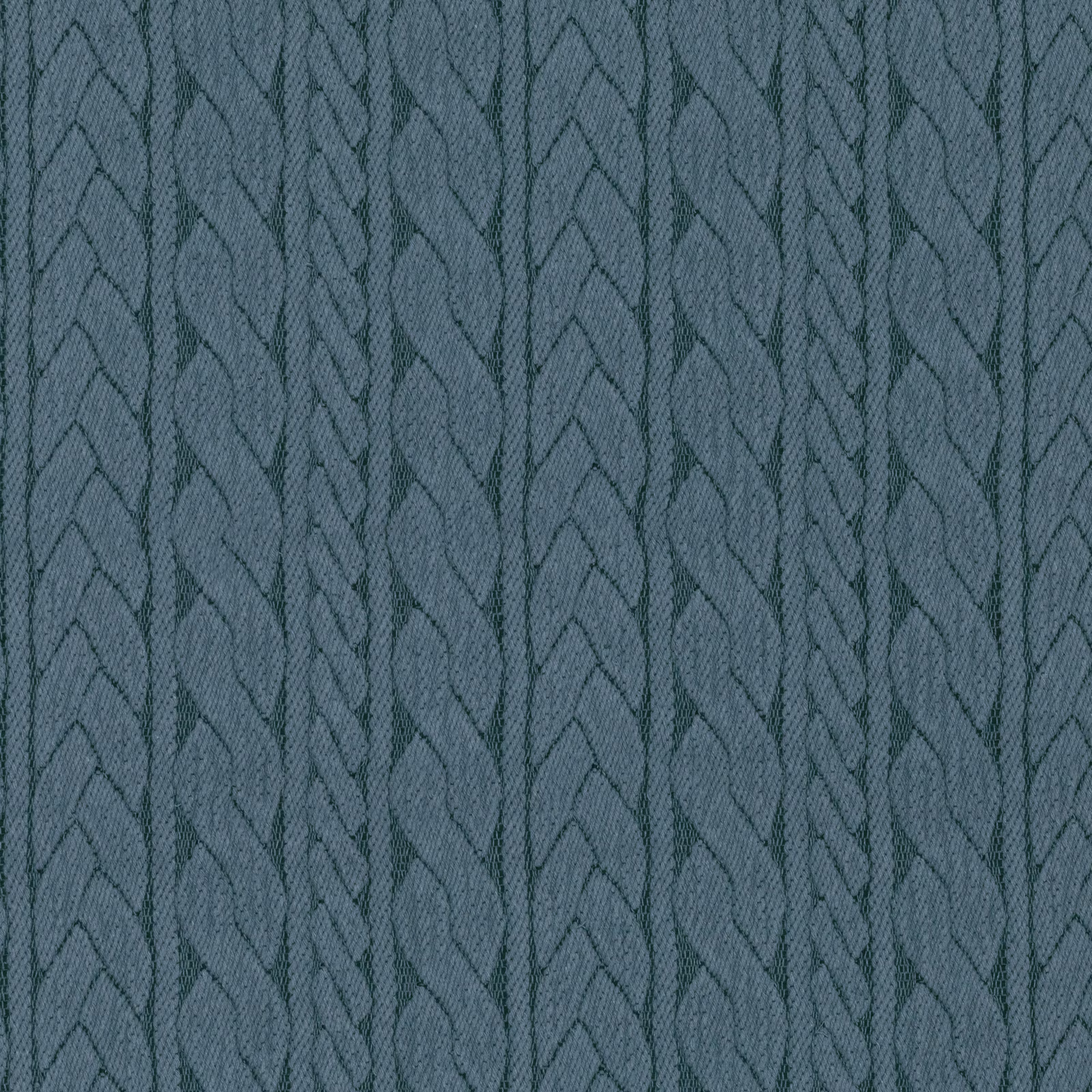 Muted blue-grey woven fabric with vertical braided and chevron texture