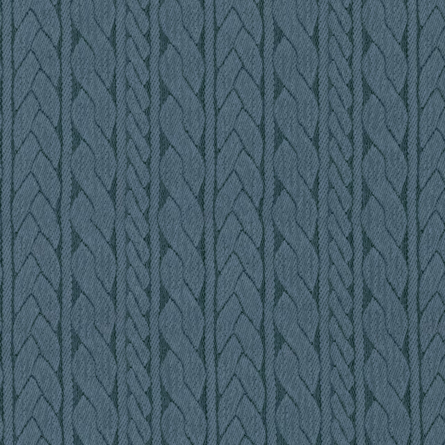 Muted blue-grey woven fabric with vertical braided and chevron texture
