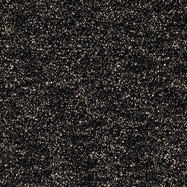 Black woven ground densely scattered with warm ivory flecks and granular texture