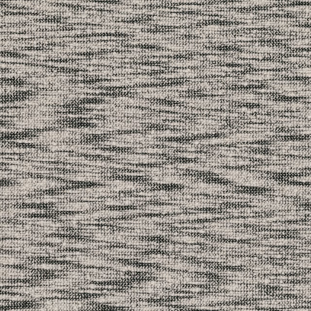 Close view of pale grey woven fabric with charcoal horizontal striations and pebbled texture