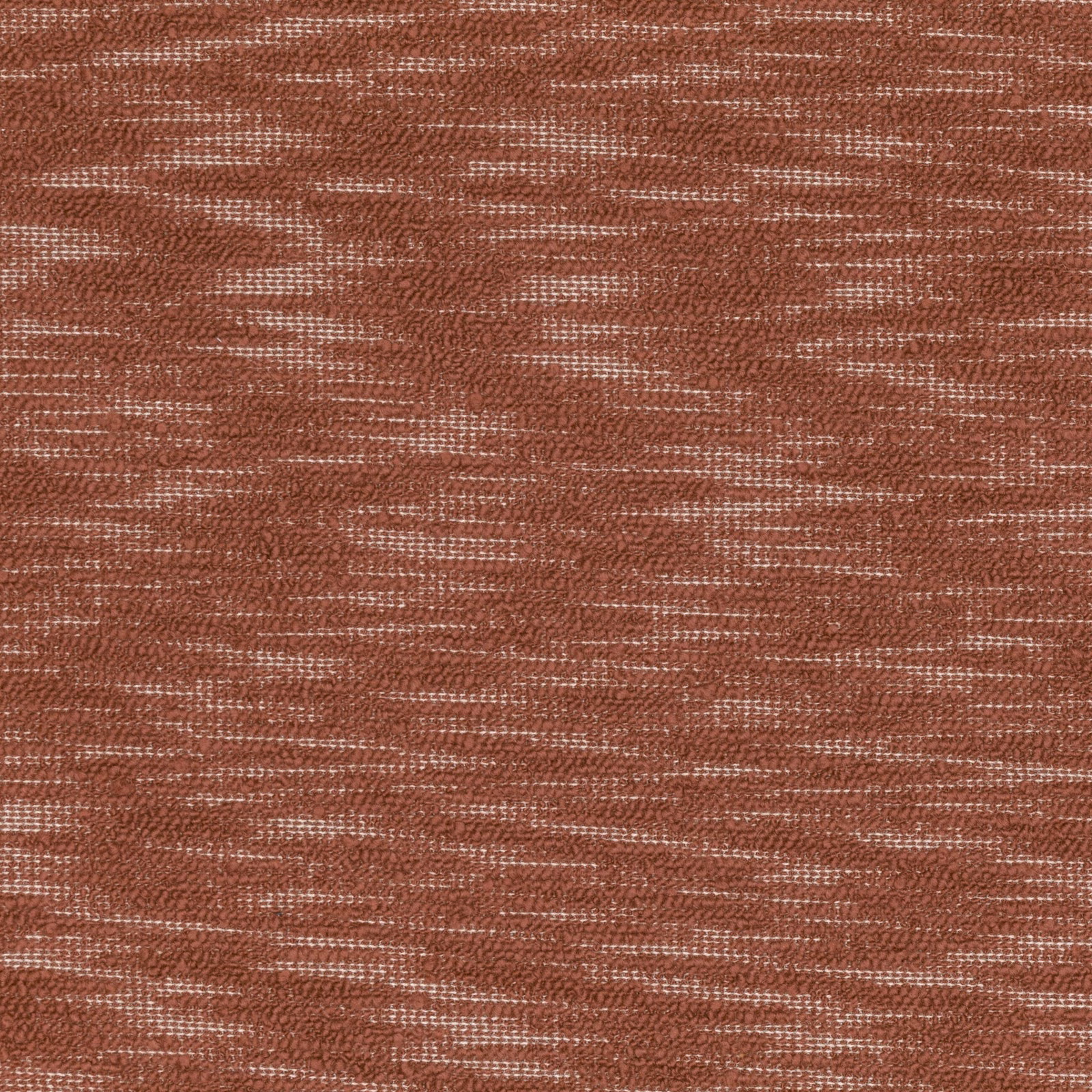 Rust terracotta woven fabric with pale irregular horizontal slub streaks