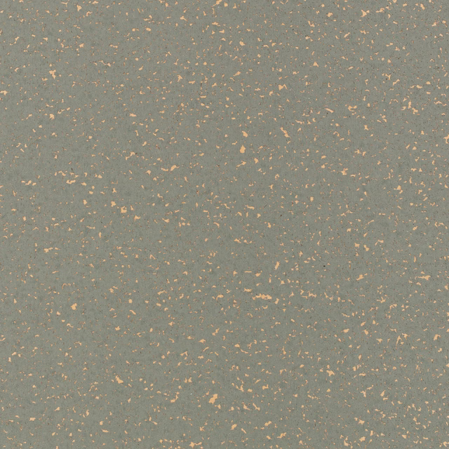 Greyed sage wallpaper with scattered warm copper flecks and a softly mottled surface