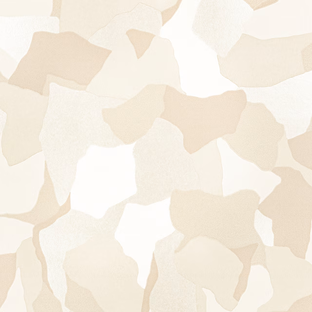 Warm chalk cream wallpaper with pale beige, irregular abstract silhouettes