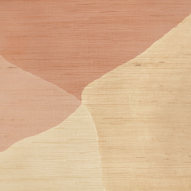 Warm terracotta and pale cream abstract mural with fine horizontal texture