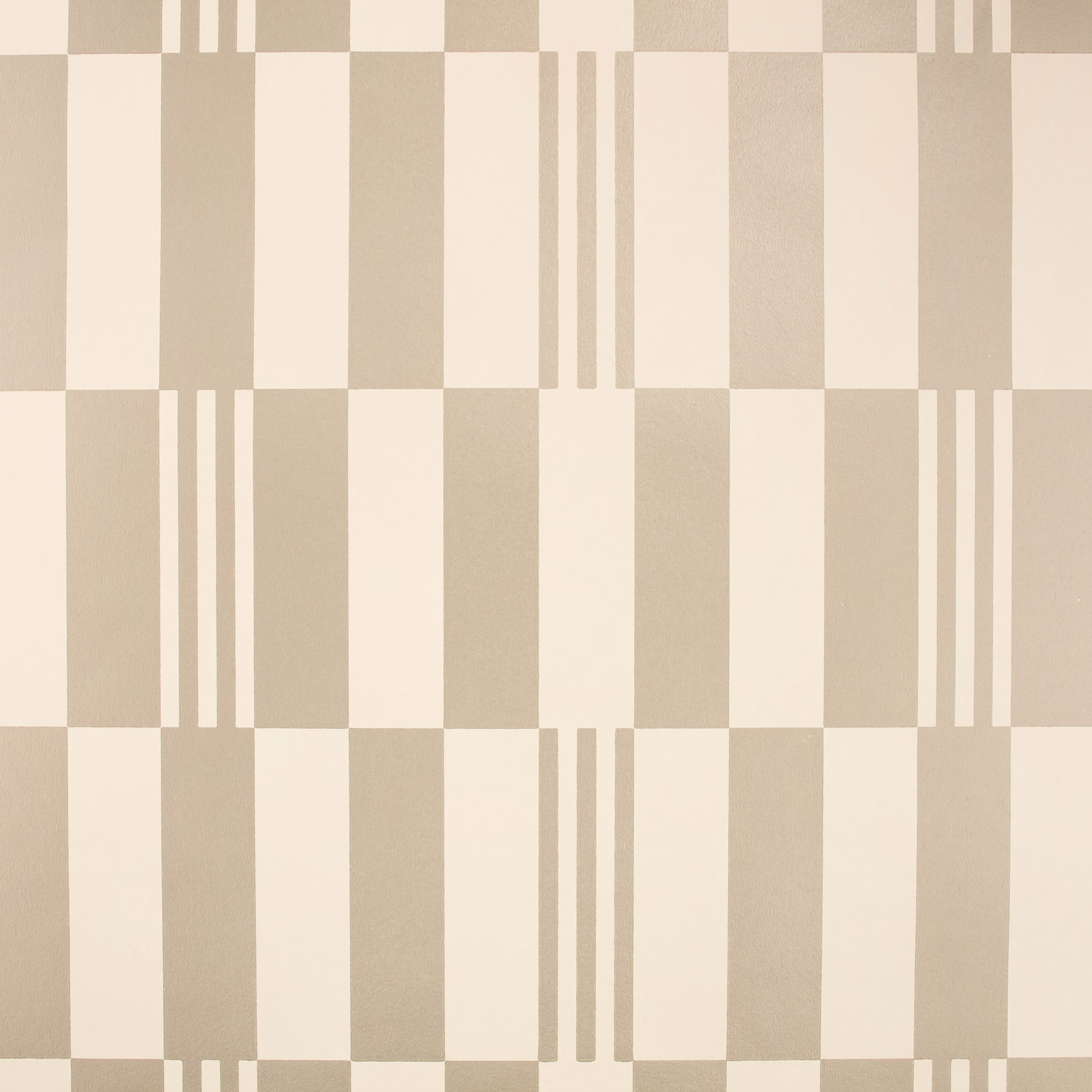 Silver grey and ivory geometric checkerboard wallcovering with narrow stripe details