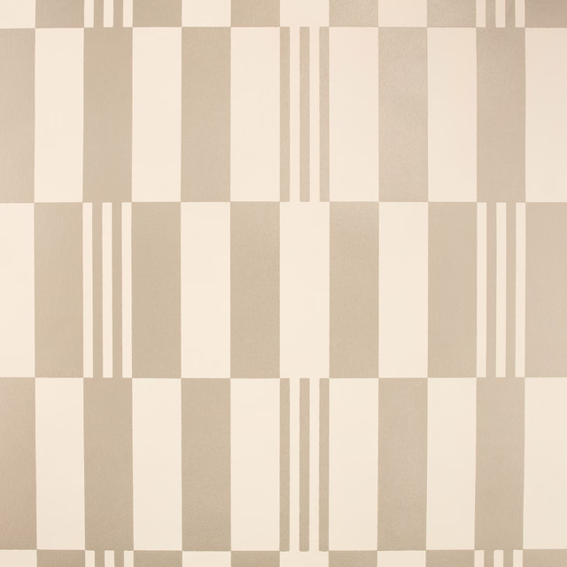 Silver grey and ivory geometric checkerboard wallcovering with narrow stripe details