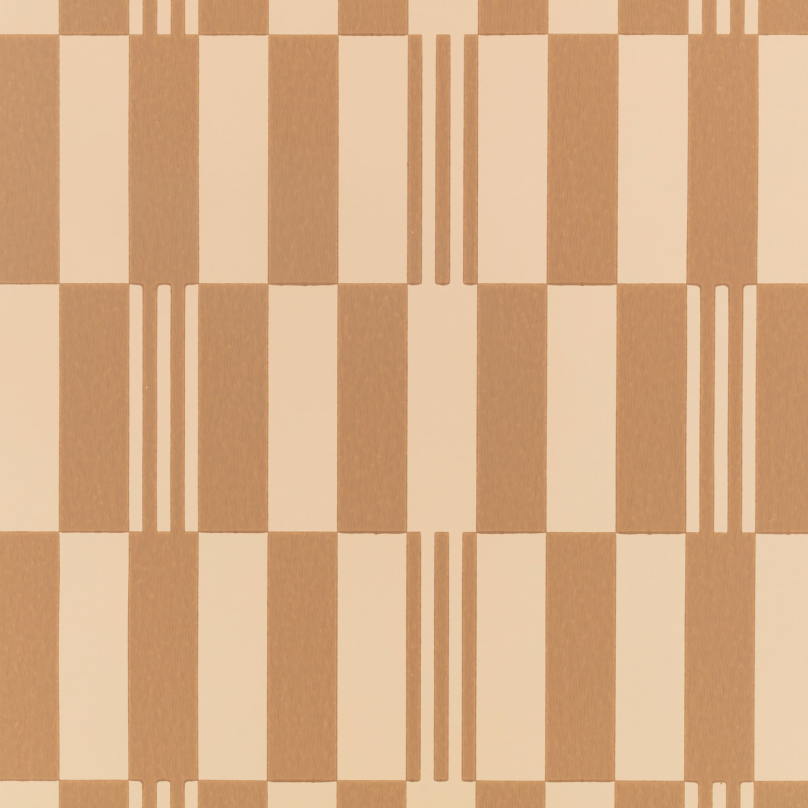 Warm chai and cream checkerboard wallpaper with slim vertical stripe interruptions