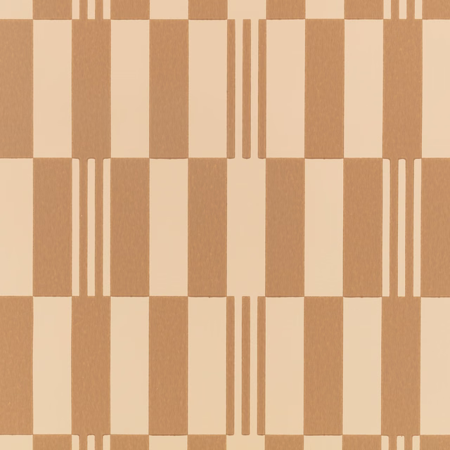 Warm chai and cream checkerboard wallpaper with slim vertical stripe interruptions