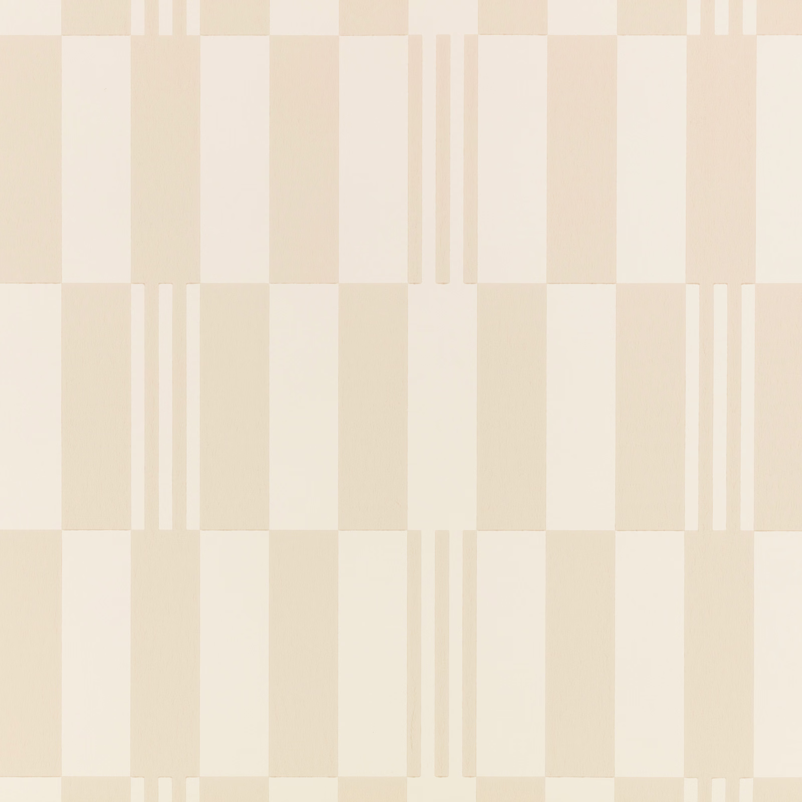 Chalk cream wallpaper with pale beige checkerboard blocks and narrow vertical stripes