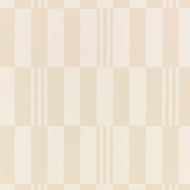 Chalk cream wallpaper with pale beige checkerboard blocks and narrow vertical stripes