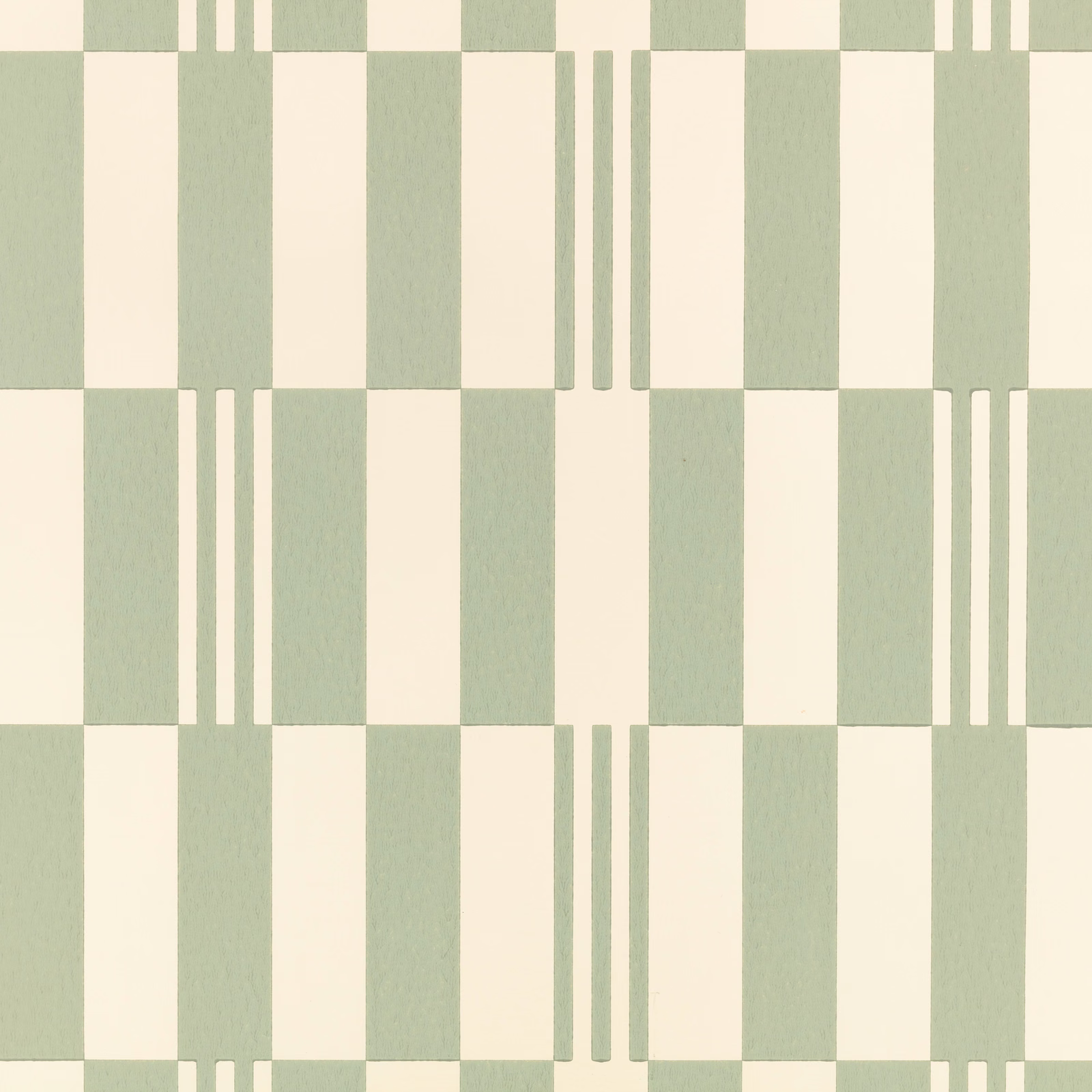 Soft pistachio and cream geometric blocks with narrow triple-stripe accents