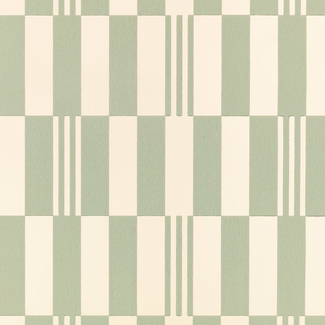 Soft pistachio and cream geometric blocks with narrow triple-stripe accents