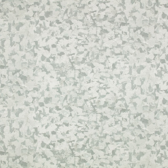 Cool silver-grey wallpaper with pale sage mottling and fragmented brushlike marks
