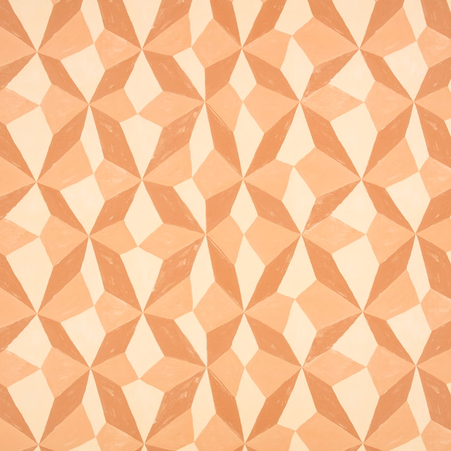 Pink apricot and cream wallpaper with repeating faceted geometric star motifs