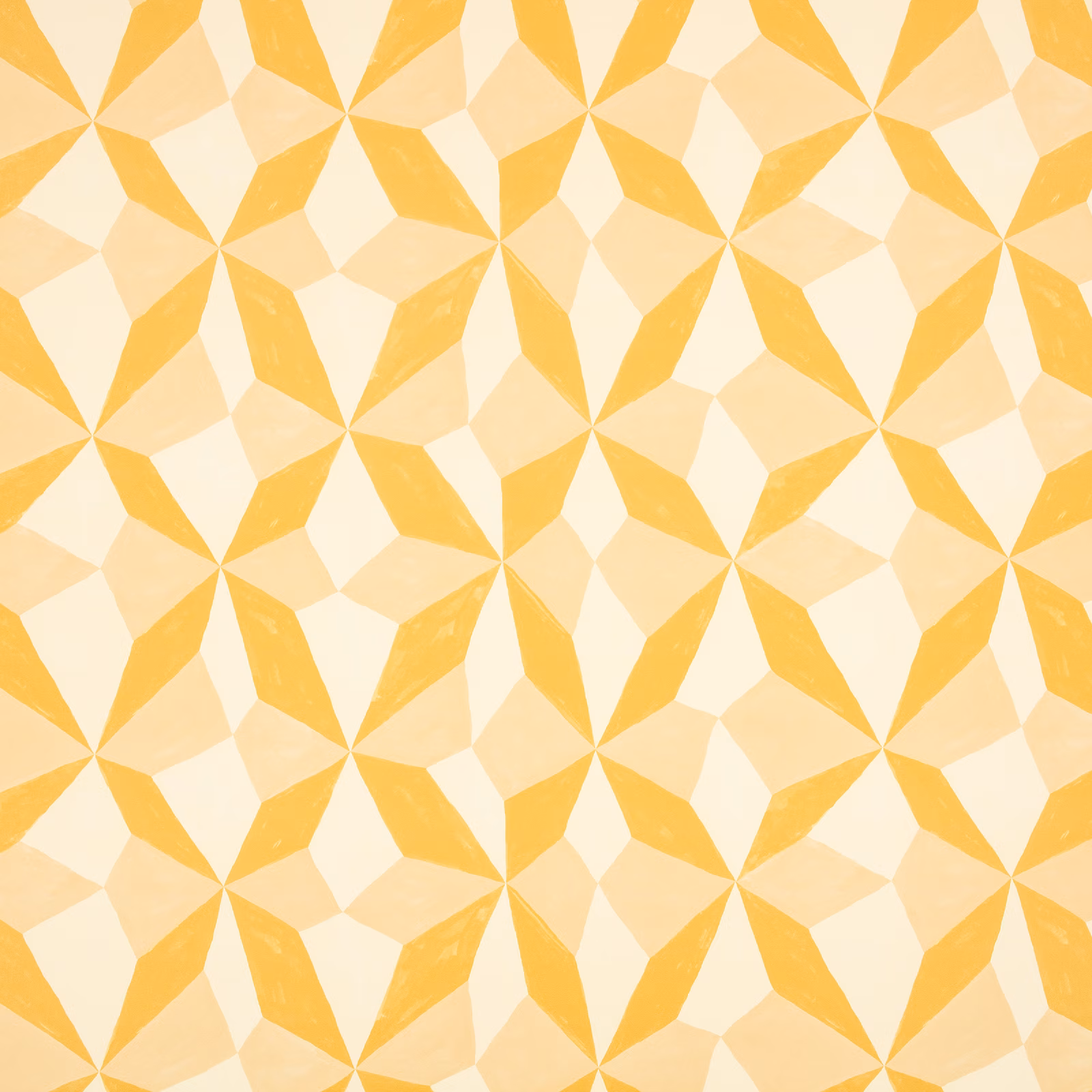 Sunshine-yellow and cream geometric star wallpaper with softly painterly edges
